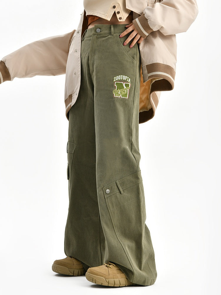 Zootopia Grüne Vintage Cargohose mit geradem Bein