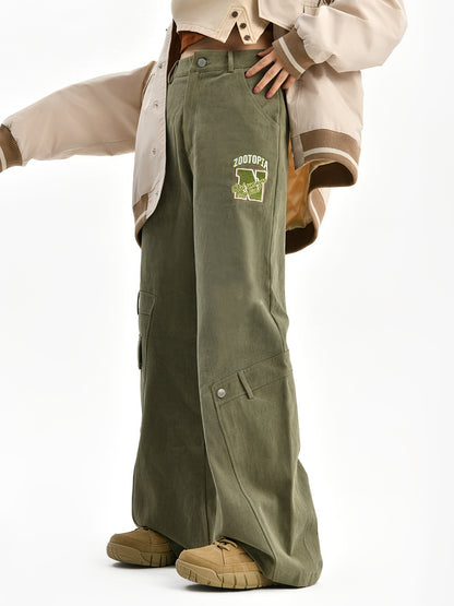 Zootopia Grüne Vintage Cargohose mit geradem Bein