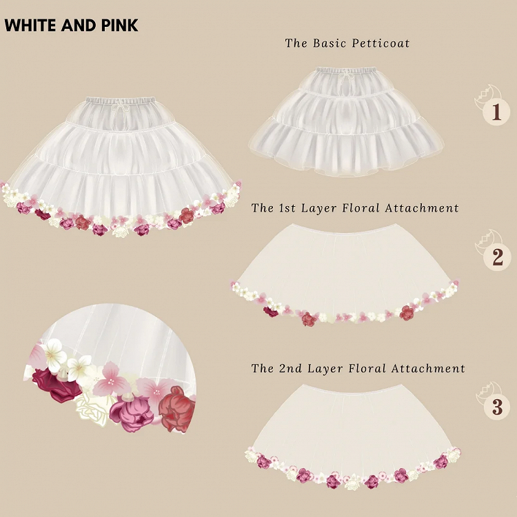 BlackPink-Harvest Length 35cm/45cm Floral Petticoat Spring