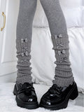 Warmers Gray Slouchy Gingham Leg Bow Ribbed
