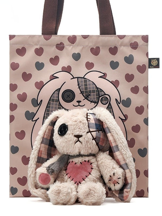 Bunny Kawaii Plush A Canvas Bag One-Eyed Khaki Guro with