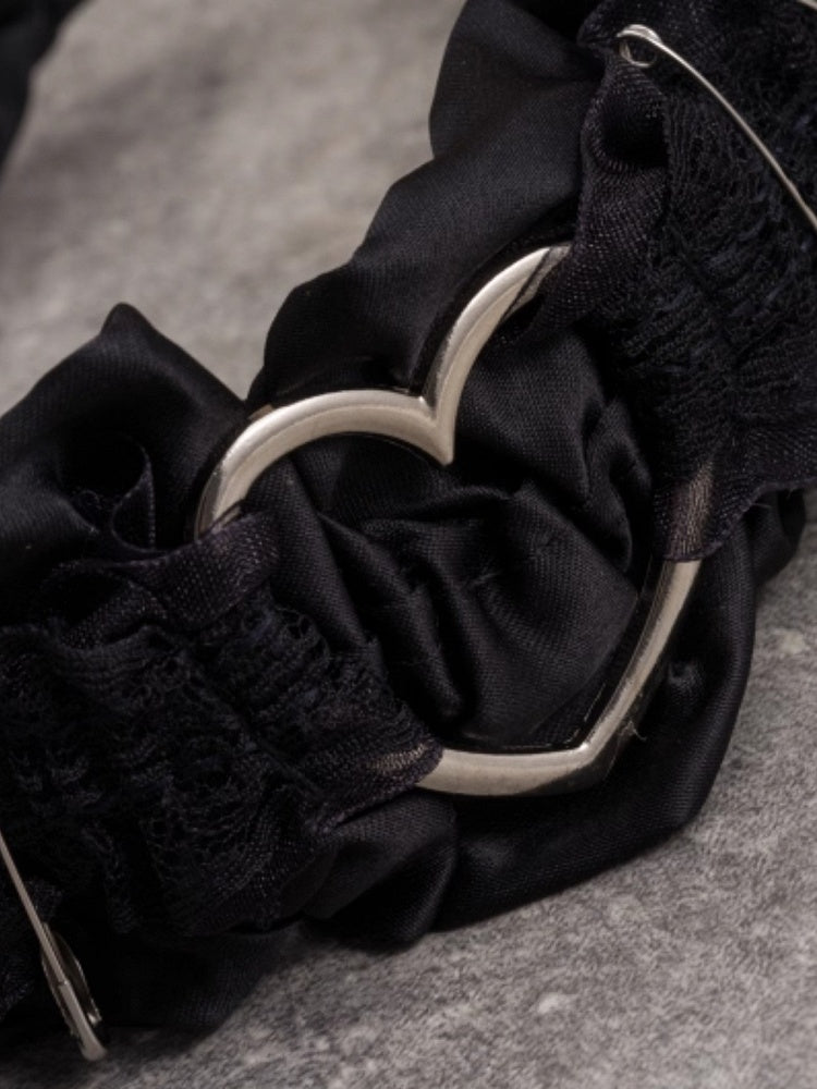 KC Black With Trim Details Pins Lace Ruffle