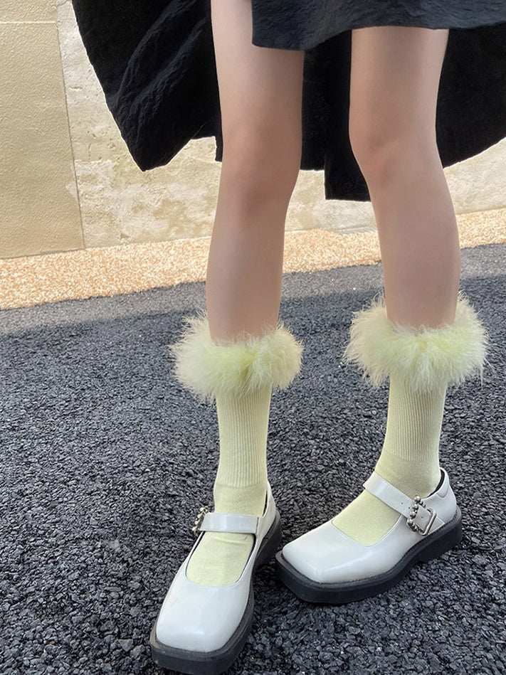 Socks Ruffled Colors Y2K Plush Cotton 9
