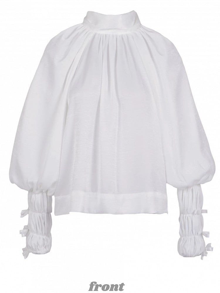 Spiderweb with Long Collar Gothic Embroidered Detachable High-Neck Sleeves Sailor Blouse Lolita White
