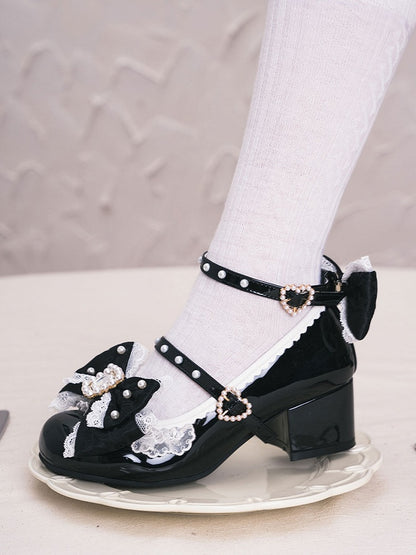 Black Polished Bowknot Rhinestone Decorated Detachable And Beaded