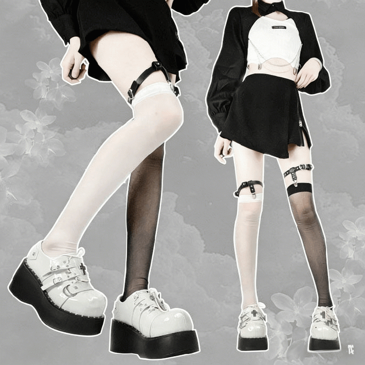 Platforms Punk in with Off-white Stud Details PU