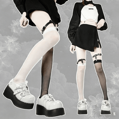 Platforms Punk in with Off-white Stud Details PU