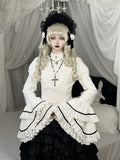 Sleeves Layered White Blouse Ruffled Neck Bell