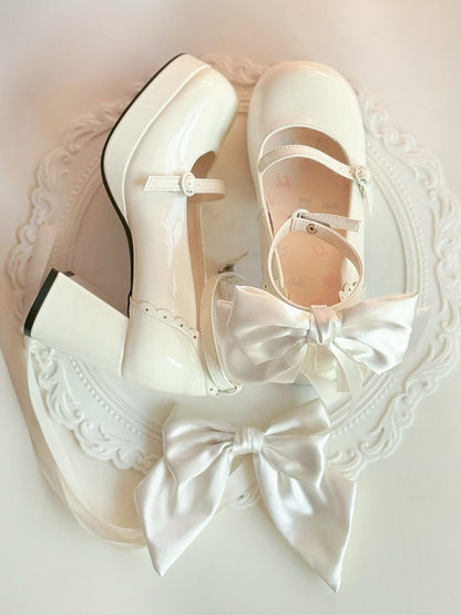 Snap White High-heel Elegant Janes Closure Lolita - Mary Toe Round