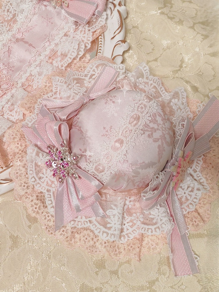 Clips Snowflake Hat Mini Bowknot Pink Decorated Lolita With / Blue