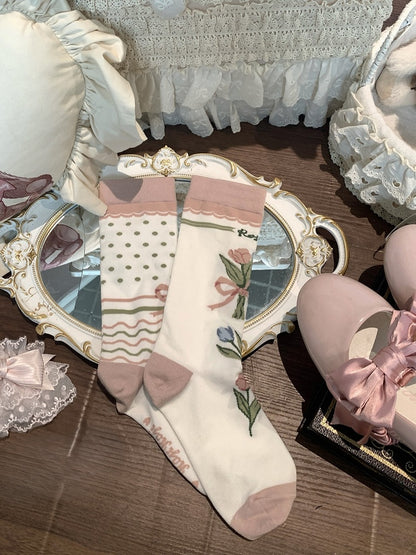 5 Socks Pattern Calf Bow And Options Tulip