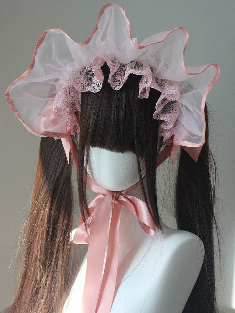 ブラックオーガンザレーストリムボンネット