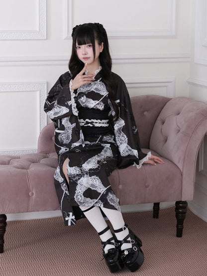 Black Large Lace Bow Corset Belt - No Genki