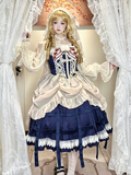 with Trim JSK Blue Lace Dress Apricot Lolita Gothic Cross and Motif