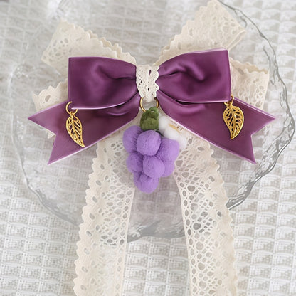 Cotton Leaf Bowknot thread - And Grape Hairclip Lolita Lace With Charms Cute