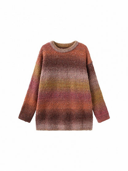 Crewneck Gradient Sweater Vibes Pink Rainbow Pullover Playful Red