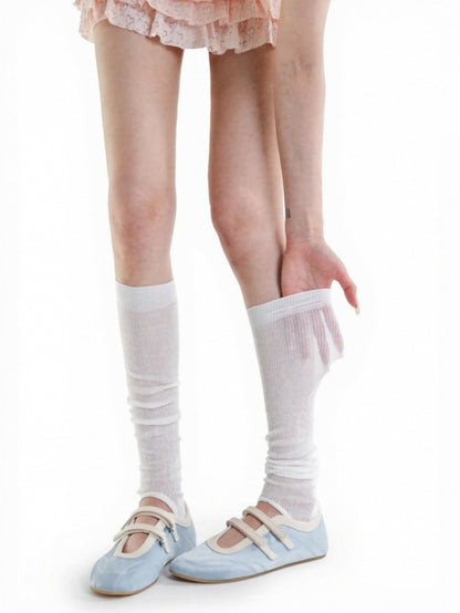 Ribbed Trim Striped Calf Socks in 5 Colors - ModaSwings