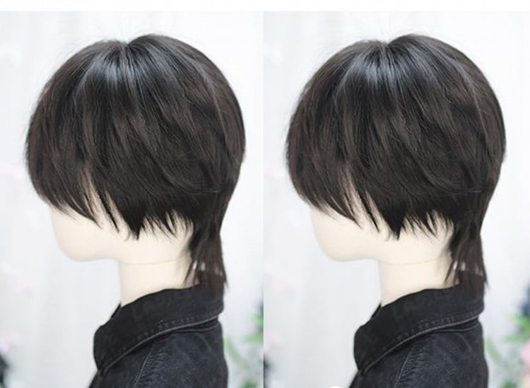 Schwarze Ouji-Perücke mit Pony