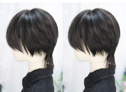 Schwarze Ouji-Perücke mit Pony