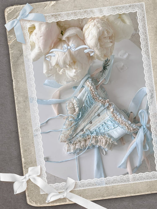 Blue Lace-up Details Corset Belt