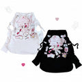 Manches patchwork à imprimé dessin animé Yami Kawaii, noir et blanc