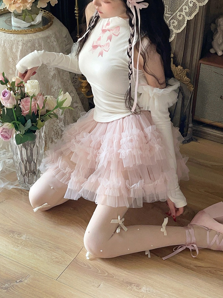 Lining With Mini Skirt Puffy Pink Tulle Tiered Shorts