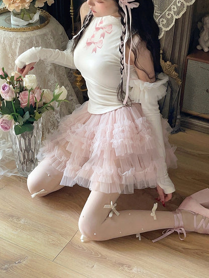 Lining With Mini Skirt Puffy Pink Tulle Tiered Shorts