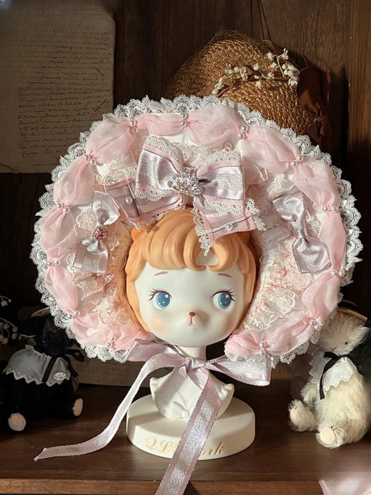 Bow Princess with Accents Bonnet Lolita Pink