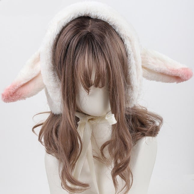 Plush Pink Earmuffs Lamb Sweet Lolita Ear White