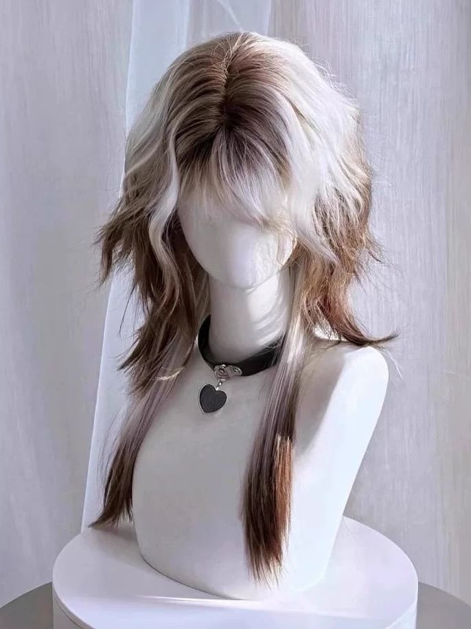 Style Silver Wig 45CM Bangs Ombre Ouji Brown and with