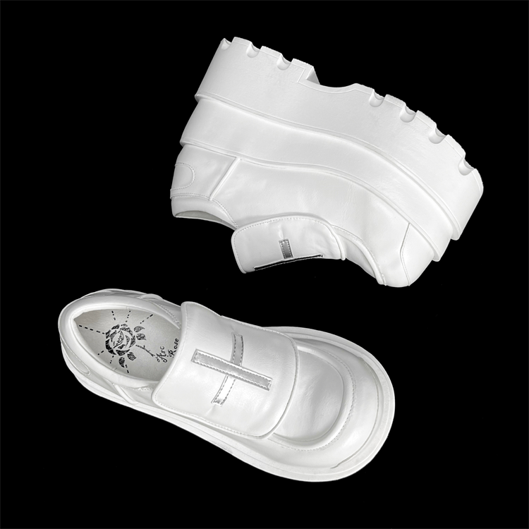 White Platform Fit Motif Design Shoes Slip-in Cross Punk with