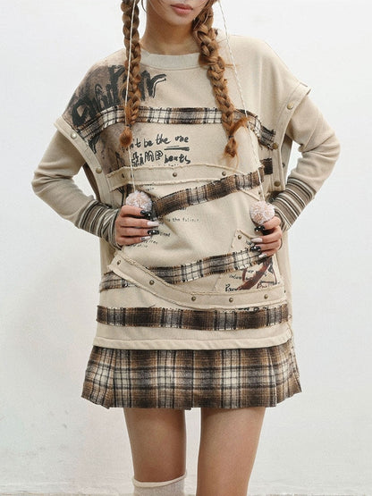 Pattern Plaid Wasteland Sweatshirt Camel Punk -