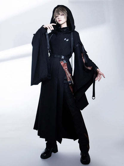 und schwarzer Taillen-Cargo-Träger-Taschenrock hoch mit Schlitz