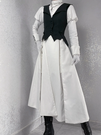 Gothic Ouji Schwalbe Geschwungene Saumflügel und schwarzer Westekragenschwanz Lolita Fledermaus