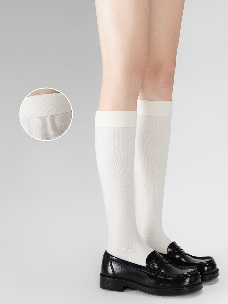 Chaussettes mi-mollet 40CM JK couleur crème, amincissantes, antidérapantes blanches/marron/noires