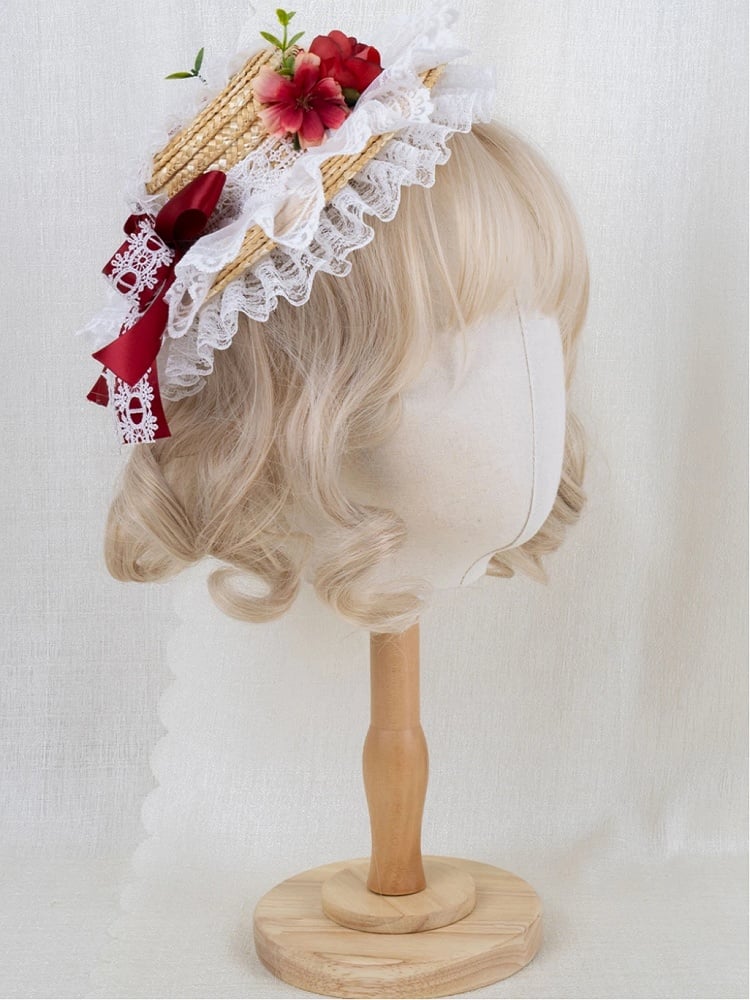 Mini-chapeau de paille Lolita 4 couleurs