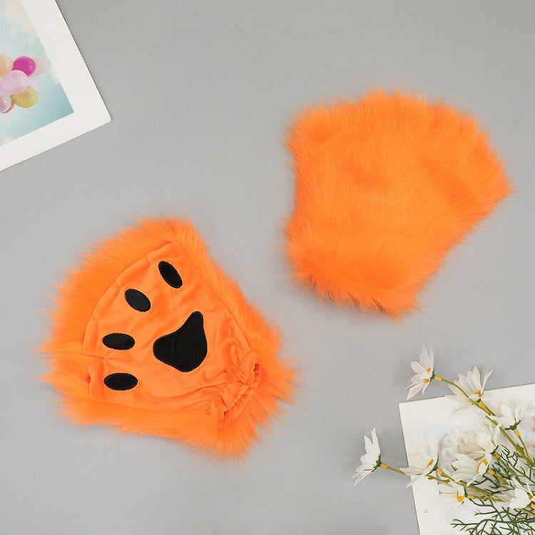 6 Kitty Colors Plush Lolita Paw Fingerless Gloves