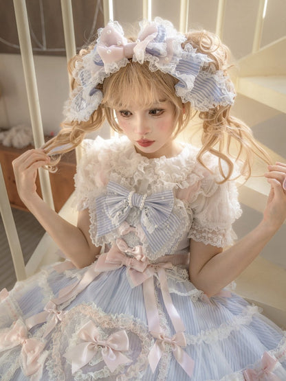 ピンクの蝶結びKCブルーと