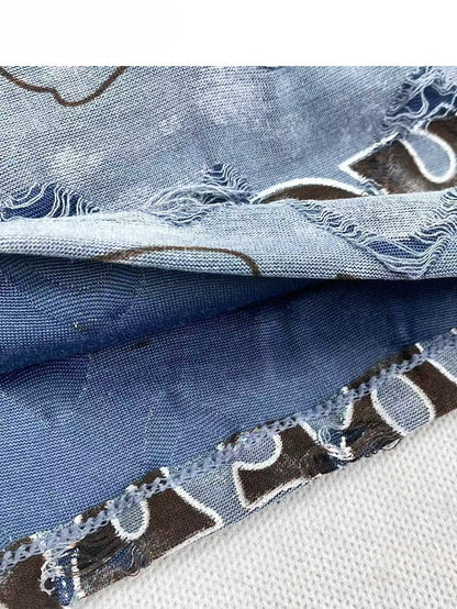 プリントホルターネックトップレターかわいいビタースイートブルーグラマラス