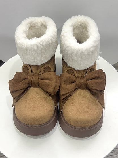 Braune Winter-Ugg-Stiefel mit Hasenohren und Schleife