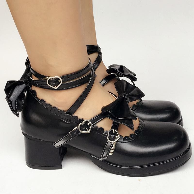 Black Cute Custom Bow SP168083 Made Lolita Shoes
