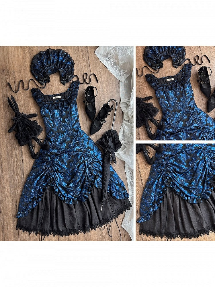 Dark Blue Ruffled JSK Gothic Lily - Miss Point