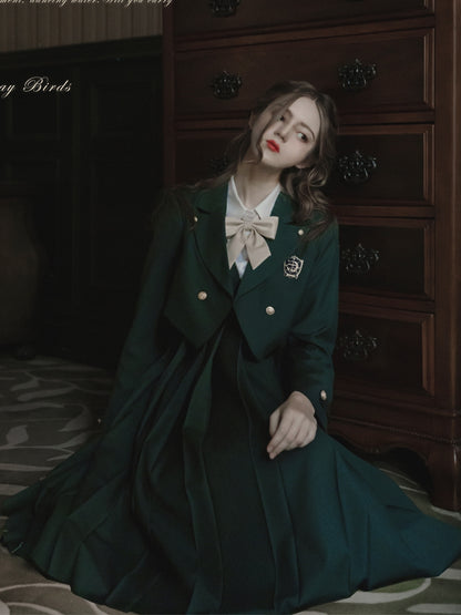 Grüner Gürtel mit Stickerei 65 Preppy Overalls Kellerfaltenrock / und 70cm Dunkel