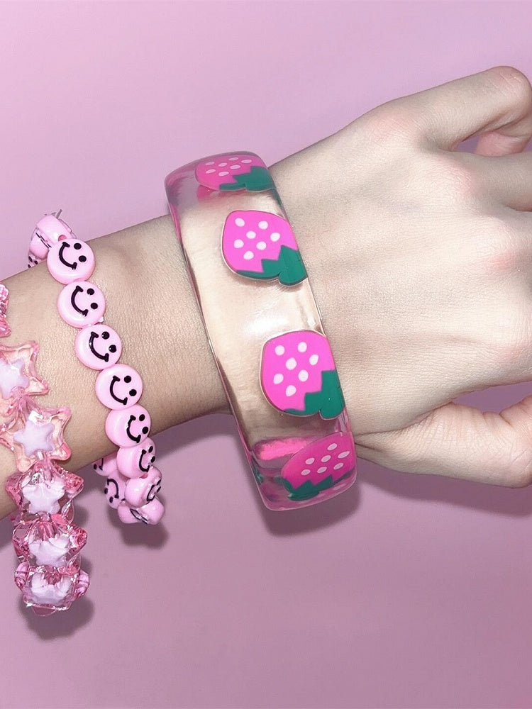 Rot/Pink Erdbeer Armreif Print Y2K