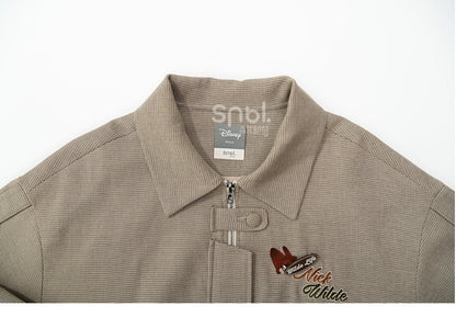 Zootopia Nick Khaki Polo Collar Plaid Jacket