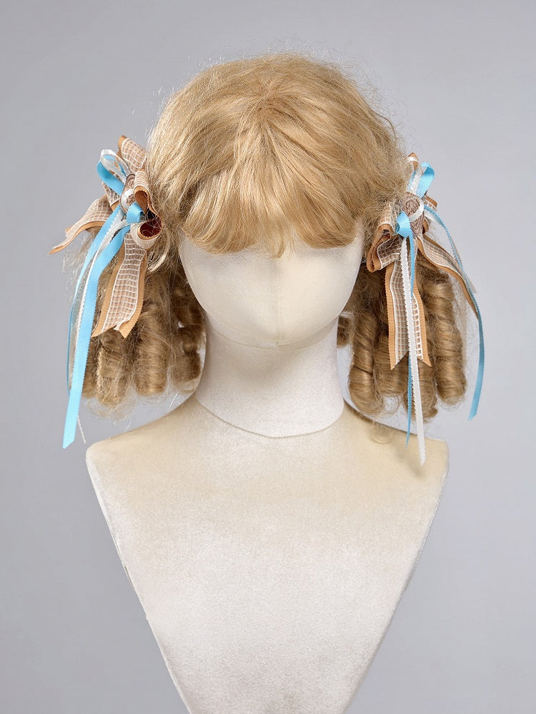 Long Ribbon Sailor Lolita Bow Hairclips with Wax Stamp - Twin Bear Original Design