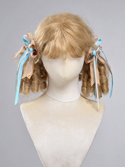 Long Ribbon Sailor Lolita Bow Hairclips with Wax Stamp - Twin Bear Original Design