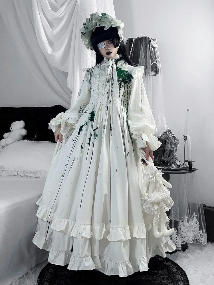 Guro Lolita Dress with Green Blood Splatter - Blossom Herald
