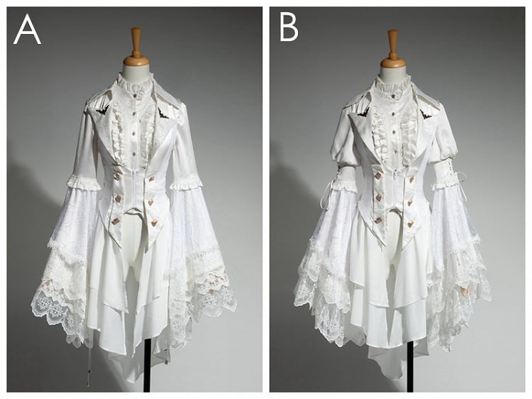 Ouji All Weste Bell White Shirt Tail - Lang + Gothic Set Fashion Lolita Ärmel