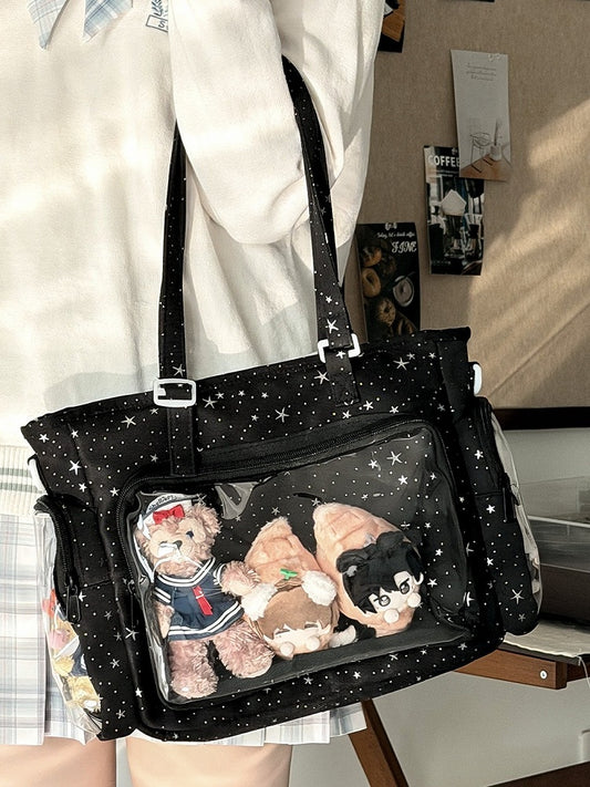 Crossbody Style Otaku Design Ita Bag Star-shaped Black